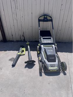 Electric Lawn Mower, Blower and Trimmer