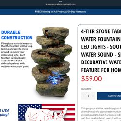 Fountain, Four Tier Table Top Water, Fountain New In Irvine 