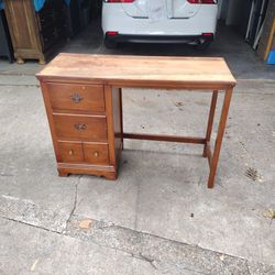 Small Maple Wood Desk 3 drawers 45w X 17d X 31.5h