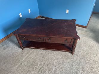 Dark Wood Coffee Table with Drawers