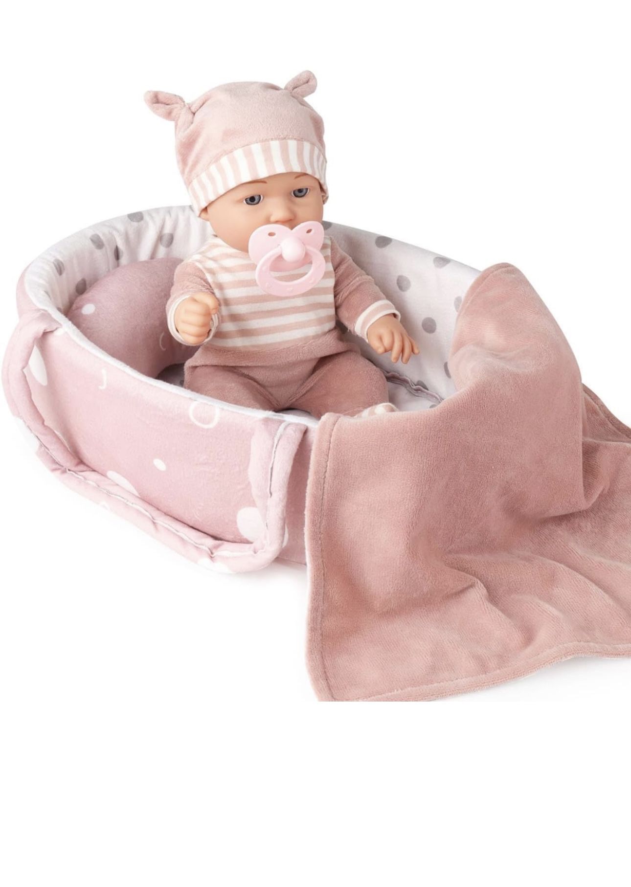 Enjoyin 12'' Baby Doll Playset with Washable Doll Accessories Includes Carrier Bassinet Bed, Pacifier, Blanket, and Pillow, First Baby Dolls for Toddl