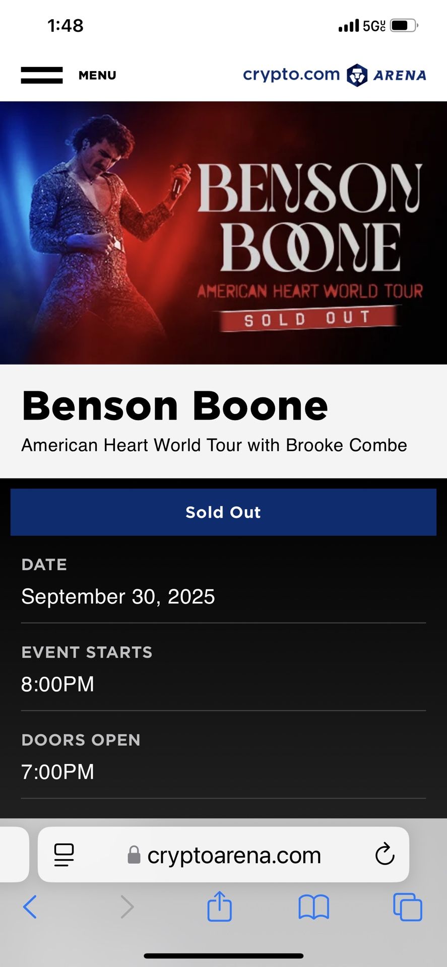 4 Tickets With Parking Benson Boone