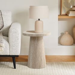 15.7 in. Stone Pattern Round MDF Wood End Table If2396