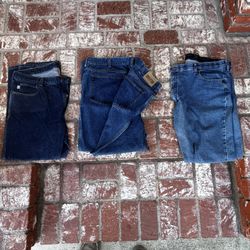 3 Pairs Men’s Duluth & Wrangler Jeans – 42x30 – Like New