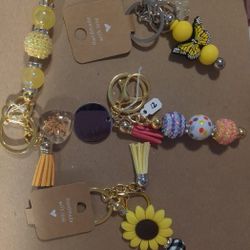 Handcrafted Beaded, Flower keychains