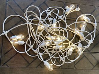 96FT (2x48FT) LED Dimmable Outdoor String Lights, Patio String Lights Waterproof, Commercial Grade&Shatterproof, 4000K Natural White, White Cords, 15