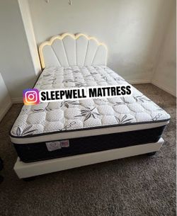 New queen bed frame with mattress