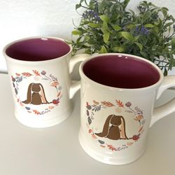 2 NEW Magenta Little Happy Spring Bunnies bunny Coffee Tea Ceramic Mug Kitchen 