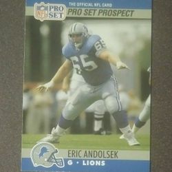 1990 Pro Set Eric Andolsek Detroit Lions #65 Football Card Collectible Vintage Sports NFL Trading Pro Professional