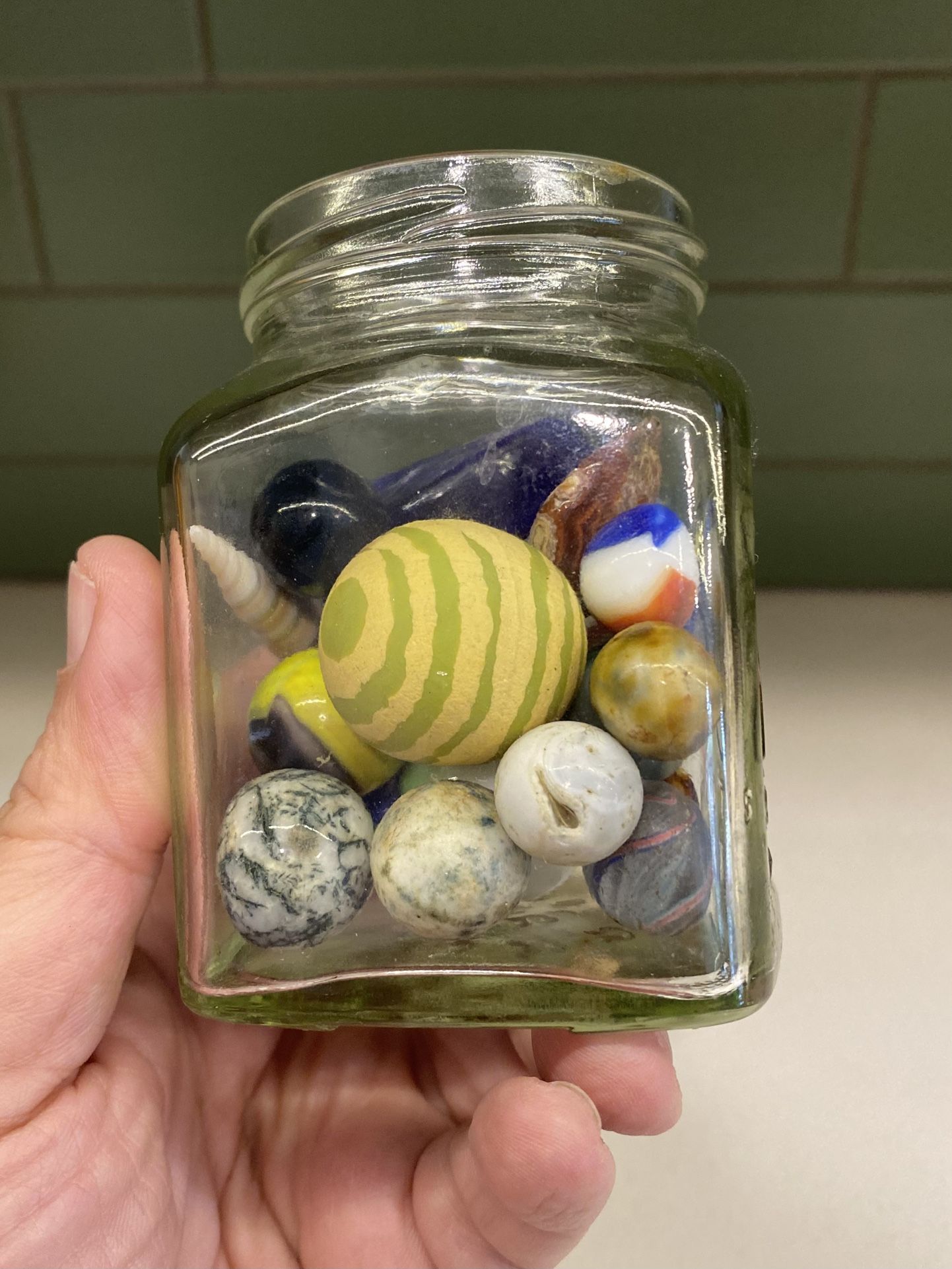 Vintage Marbles In Jar