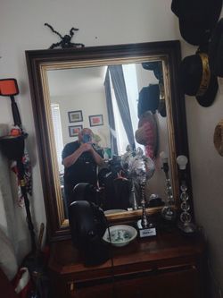 Antique mirror like you find in law office