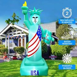 8 Ft 4th of July Inflatables Outdoor Decorations, Statue of Liberty Decoration Build-in LED Lights Blow Up Patriotic Independence Day for Home Yard Me