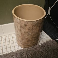 Milano Small Trash Can (Bathroom, Home Office), Tiled Gold Mother of Pearl Decor 
