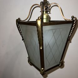 Antique Lantern With Etched Glass