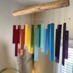 Rainbow Glass Wind chime Garden Decor Indoor Or Outdoor 
