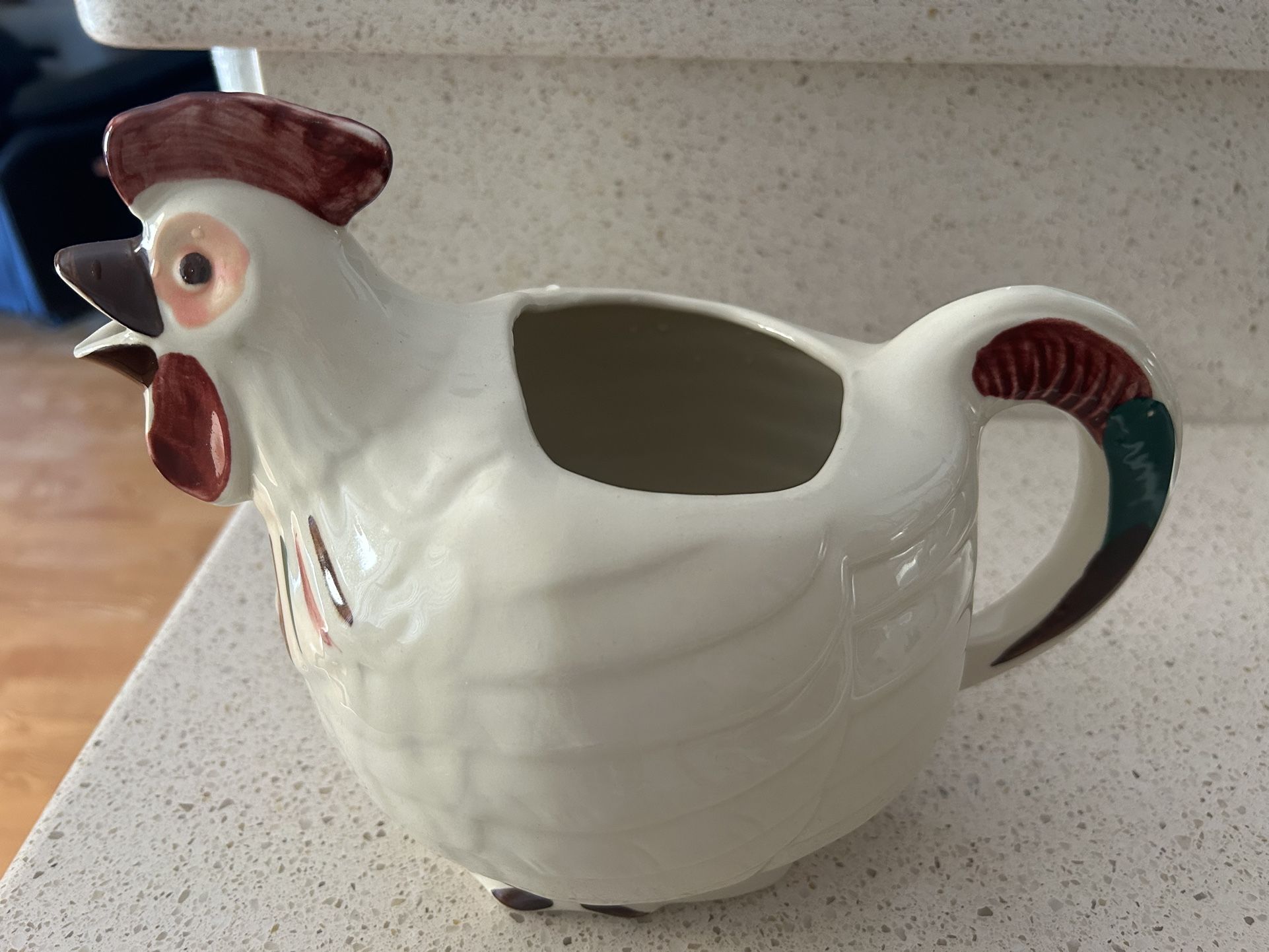 Vintage Chanticleer Pottery Rooster Chicken Pitcher