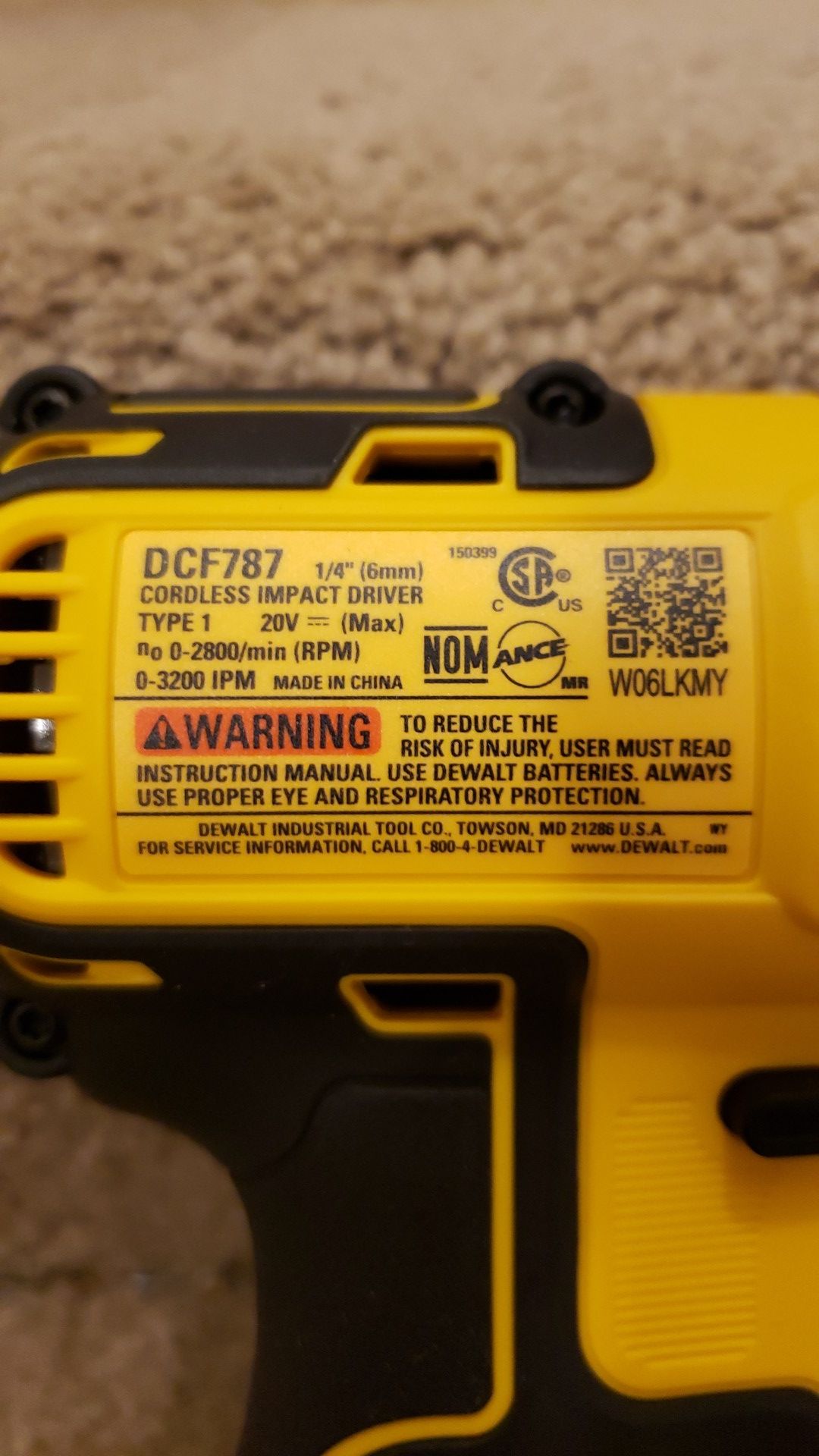 DeWalt DCF787 Brushless 1/4 Impact Driver 20V