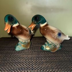 Set of 2 Vintage Royal Windsor Copley Mallard Duck Figurine, Ceramic Glass, Decor