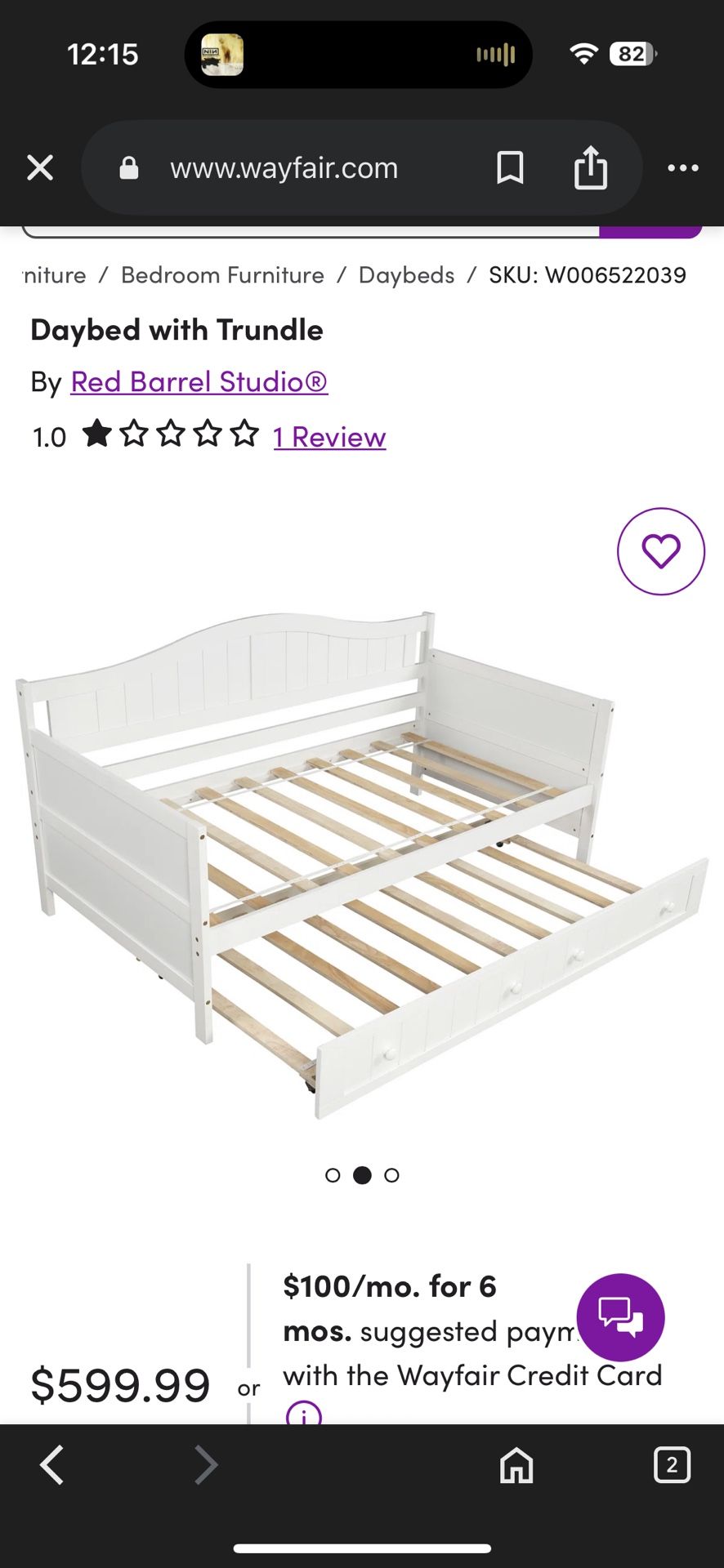 American Signature Twin Trundle Bed