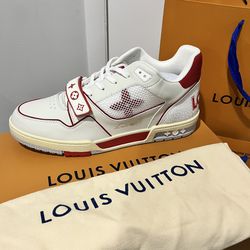 lv sneakers red and white