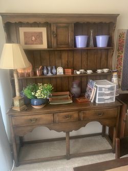 Vintage Wall Unit With Shelves And Drawers