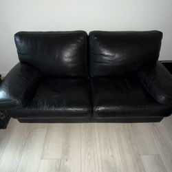Roche Bobois Black Leather Sofa