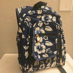 Hawaiian Floral Print Canvas Backpack
