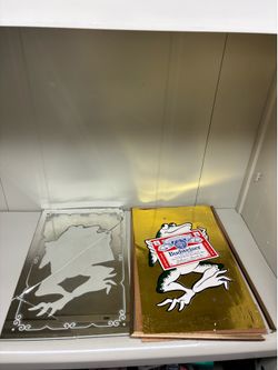 Budweiser Anheuser-Busch Frog Sign Mirror Vintage Cracked Broken Parts Or Repair