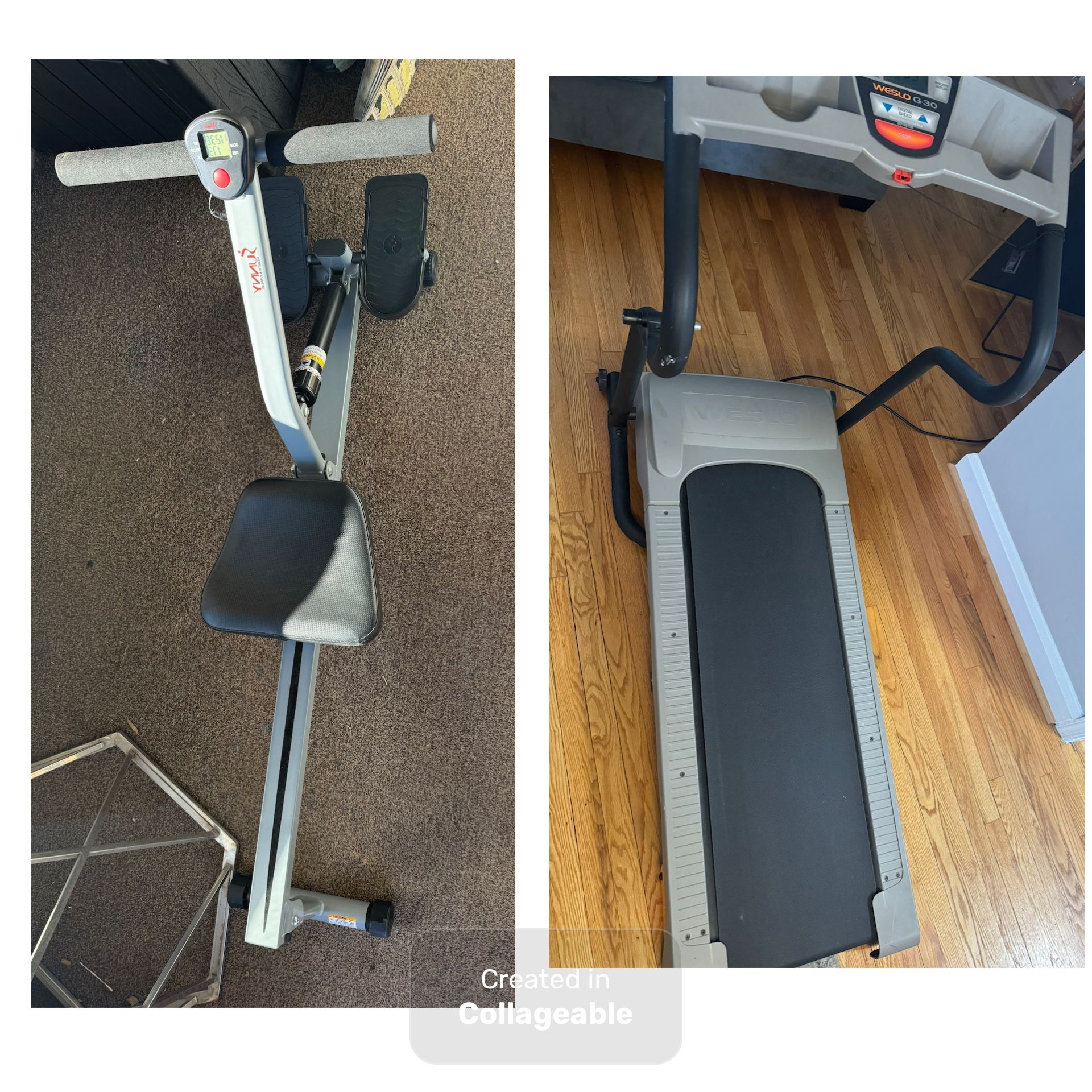 Small treadmill and row Machine