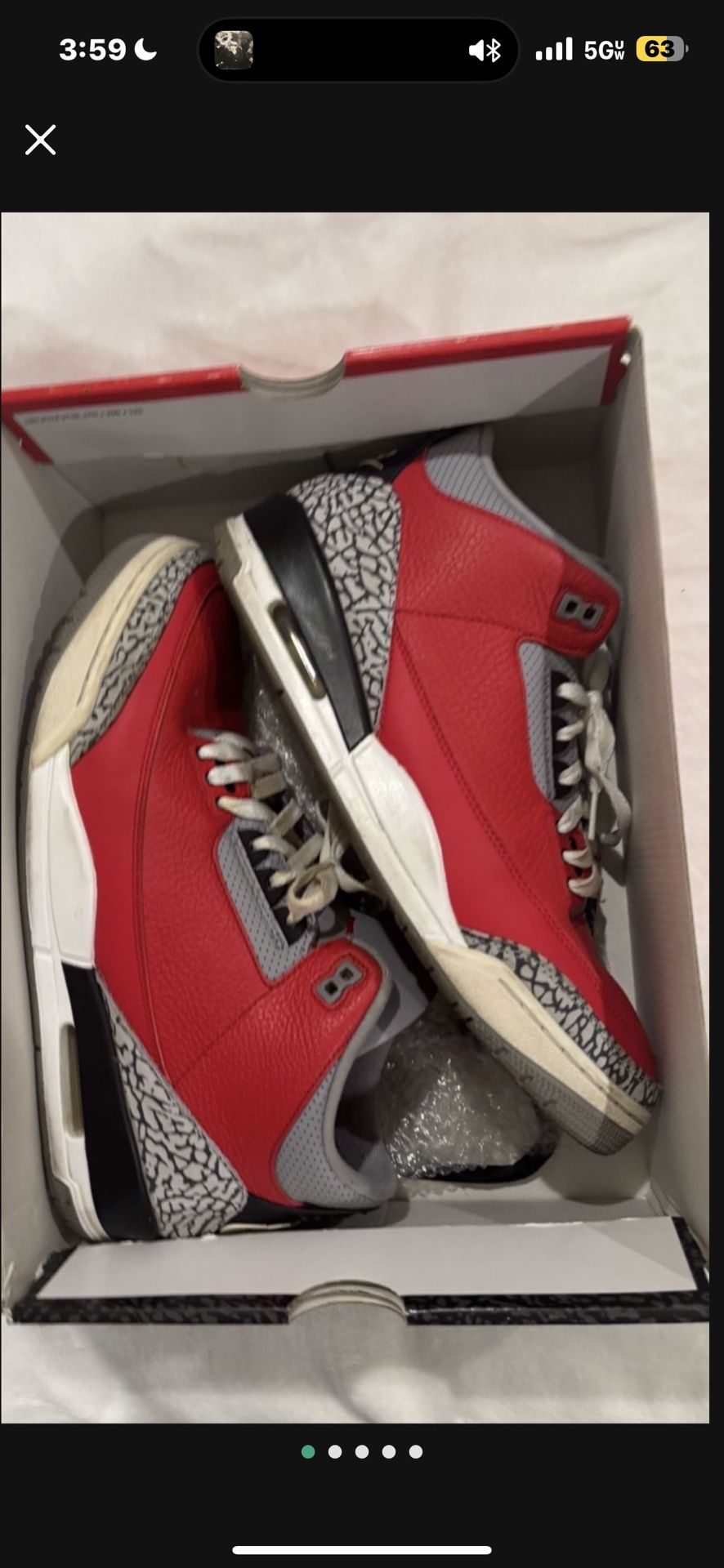 Jordan Retro 3 Red Cement Size 11.5 Og All