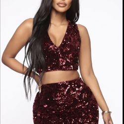 Sequin 2 Piece Skirt Set
