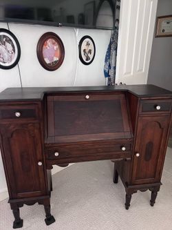 Secretary Drop Down Desk with 2 cabinets and two drawers