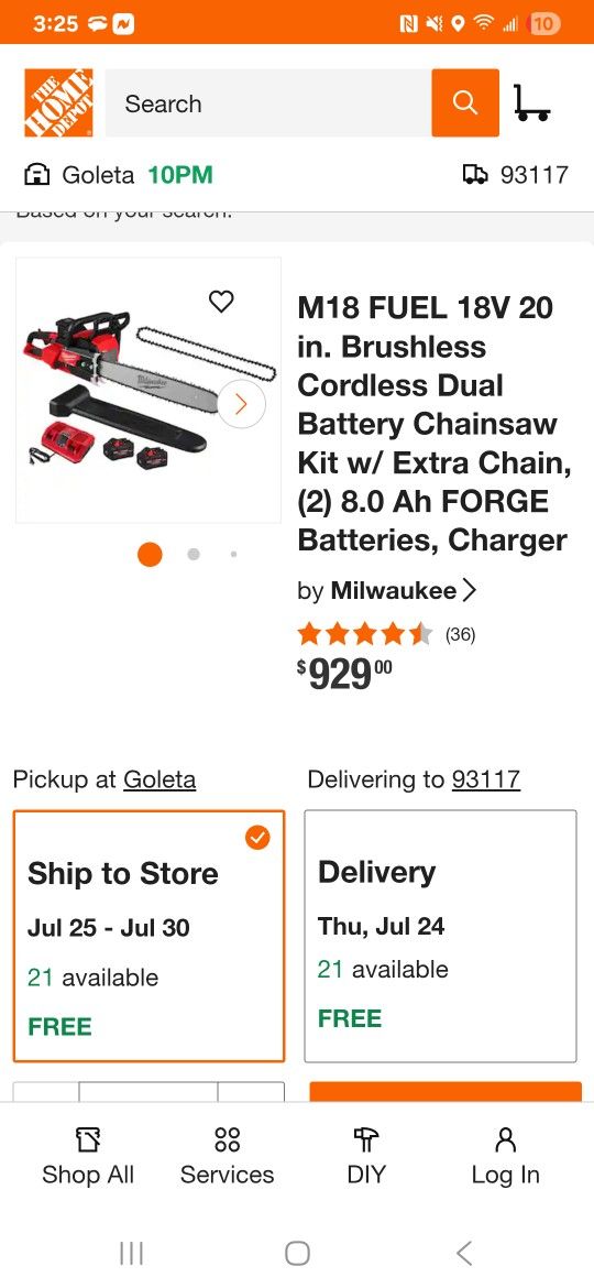 New 20" 36V MILWAUKEE CHAIN SAW KIT 
