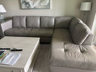 Grey Leather Sectional by Palliser