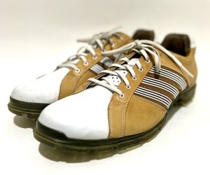 Size 11.5 : Adidas Adipure EVG791003 golf shoes, featuring a brown and white leather lace-up design. They are specifically men's golf shoes and appear