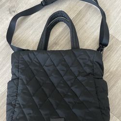 Black Lightweight Puffer Quilted Vera Bradley Crossbody Tote Bag Purse 