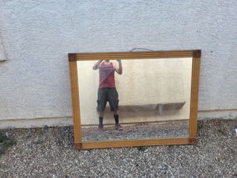 Rectangular Wall Mirror with Wood Frame