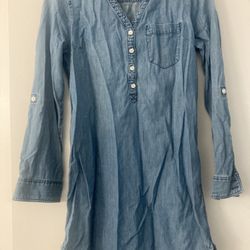Preowned EXPRESS Chambray Denim Long Sleeve Shirt Dress - XS