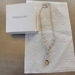 Crystal Necklace With Gold Drop 