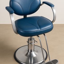 Vintage Hydraulic Barber Chair – Blue Vinyl & Chrome Base