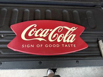 Coca cola fish tail sign 24x12  All Metal Great Shape