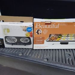 Large Electric Griddle And Double Burner Electric 