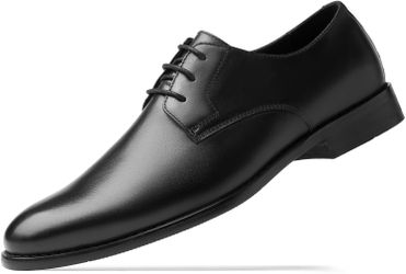 HEEZ Men's Black Leather Derby Dress Shoes
