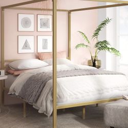 ZINUS Patricia Gold Metal Canopy Platform Bed Frame, Full Mattress Foundation, with Steel Slat Support, No Box Spring Needed, Easy Assembly