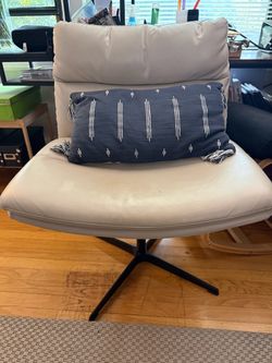 Comfy Taupe Faux Leather Swivel Lounge Chair