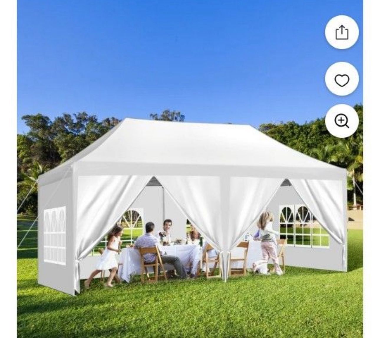 10x20' Easy Pop Up Canopy with Removable Sidewalls Waterproof Folding Wedding Party Tent Outdoor