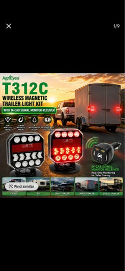 AgriEyes T312C Wireless Magnetic Trailer Light Kit with In-Cab Alert Receiver