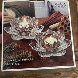 Shannon By Godinger Lotus Crystal Votive Pair