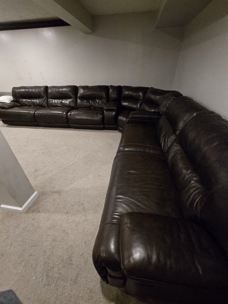 Large Leather Reclining Sectional