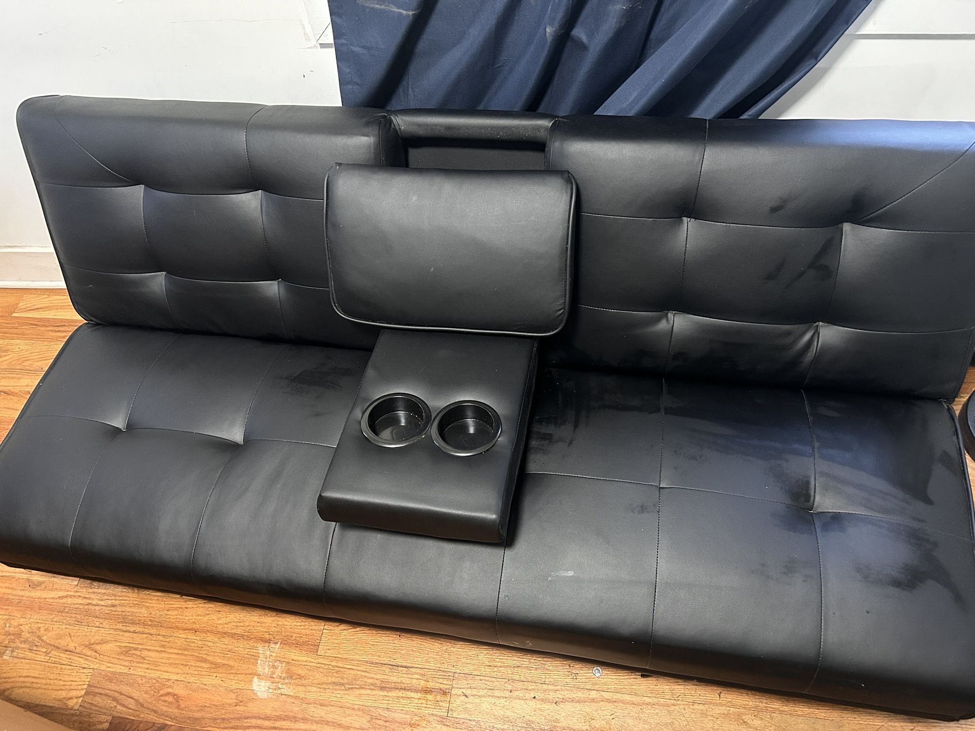 Flaymaker Futon Sofa Bed Modern Faux Leather